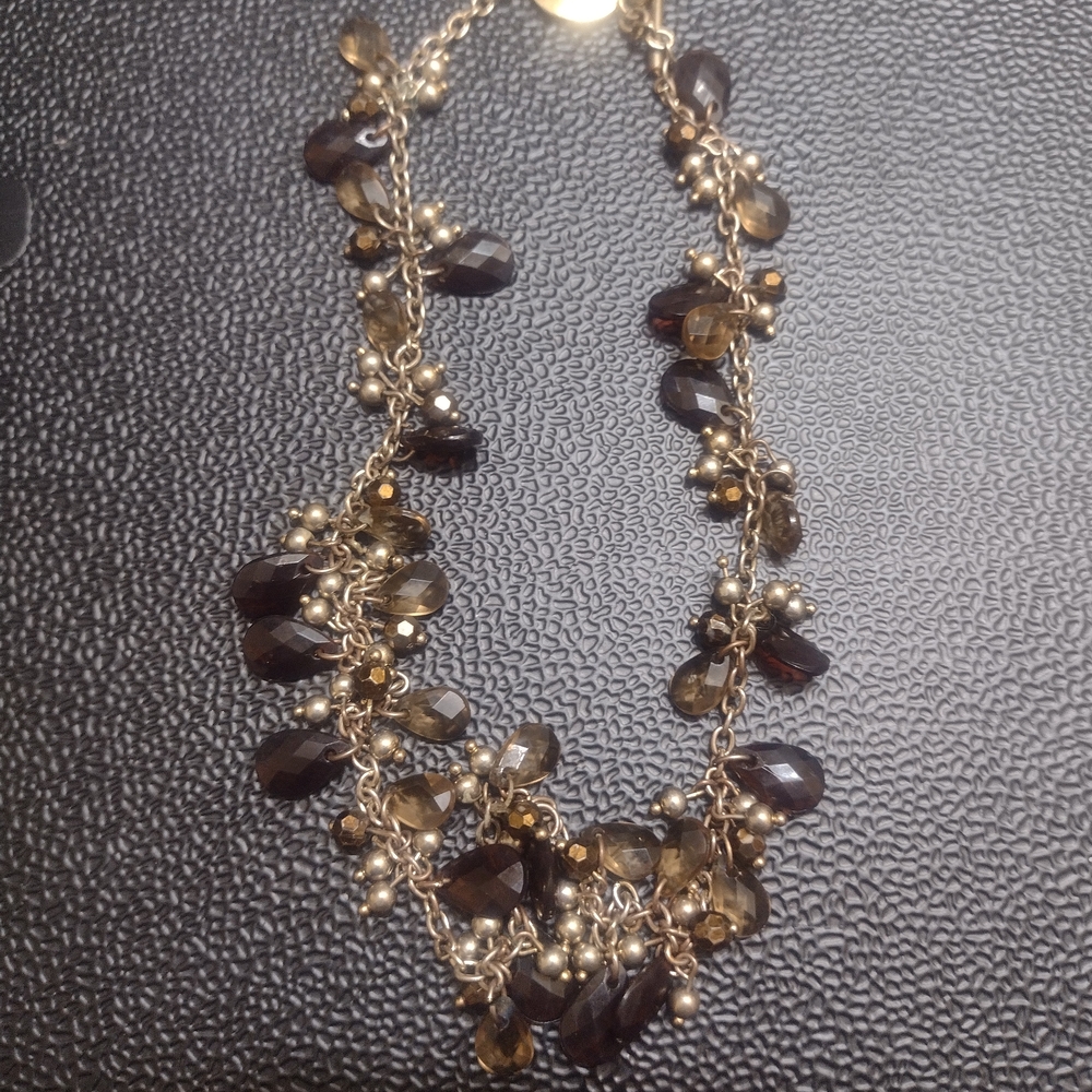 Smoky Glass Bead Cluster Necklace - Women
